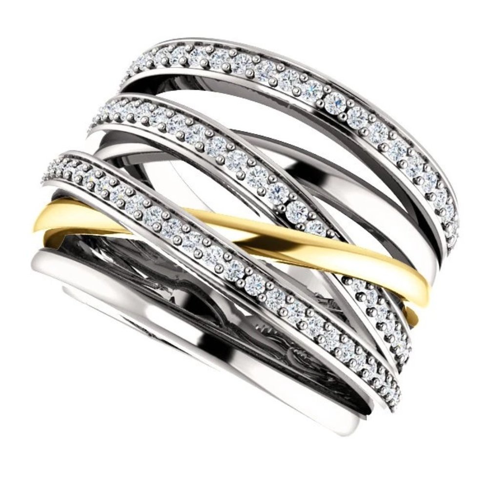 Multi Layer Stackable White Zircon Macro Pave Rings for Women, PD276 - Picture 5 of 6